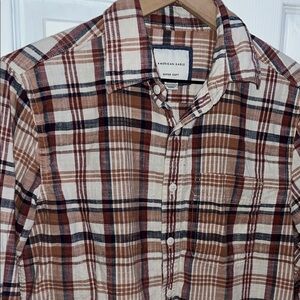 American Eagle XS Brown Plaid  Shirt